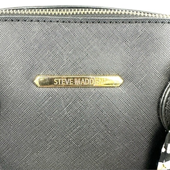 Steve Madden Black Large Dome Crossbody Bag with Gold Hardware/scarf accessorie - Picture 12 of 16